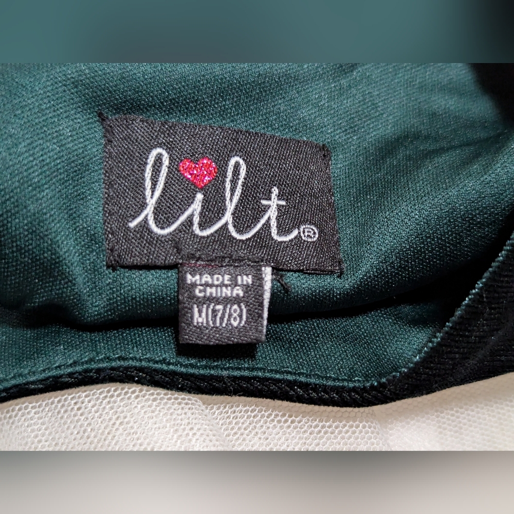 SZ Med (7/8) Girls Lilt Emerald Green Velour Bodice Tulee Reindeer Dress - Picture 2 of 13